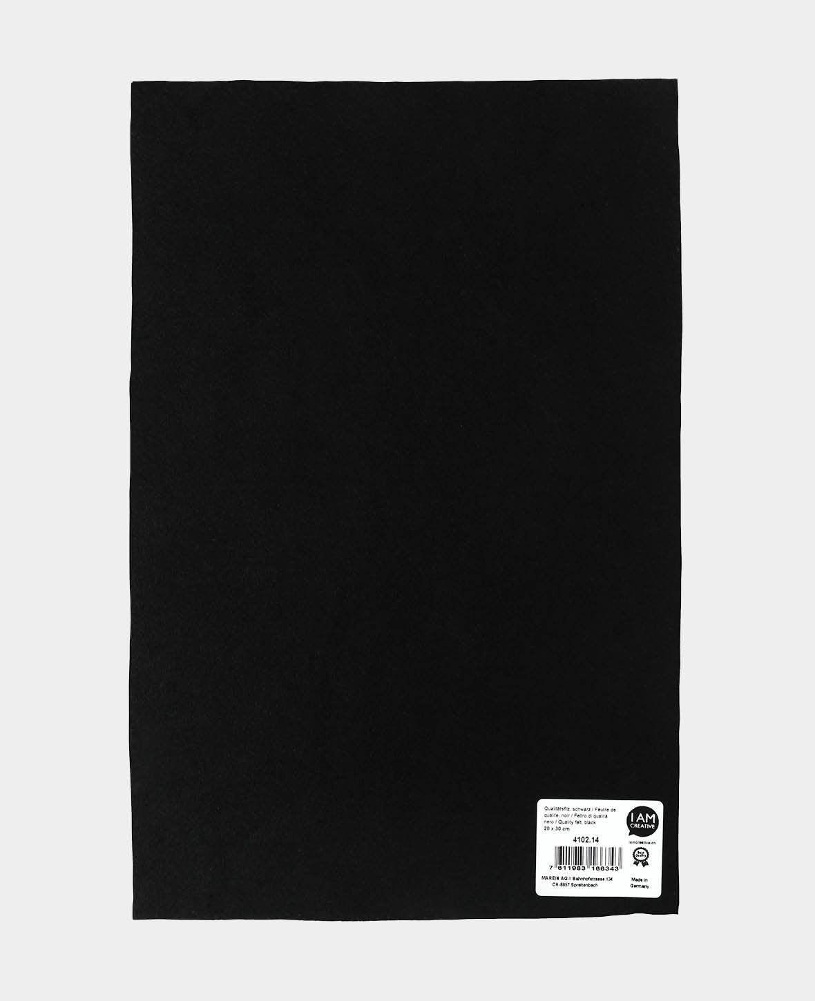 Feutre, noir, 20 x 30 cm x 1 mm, 1 pièce