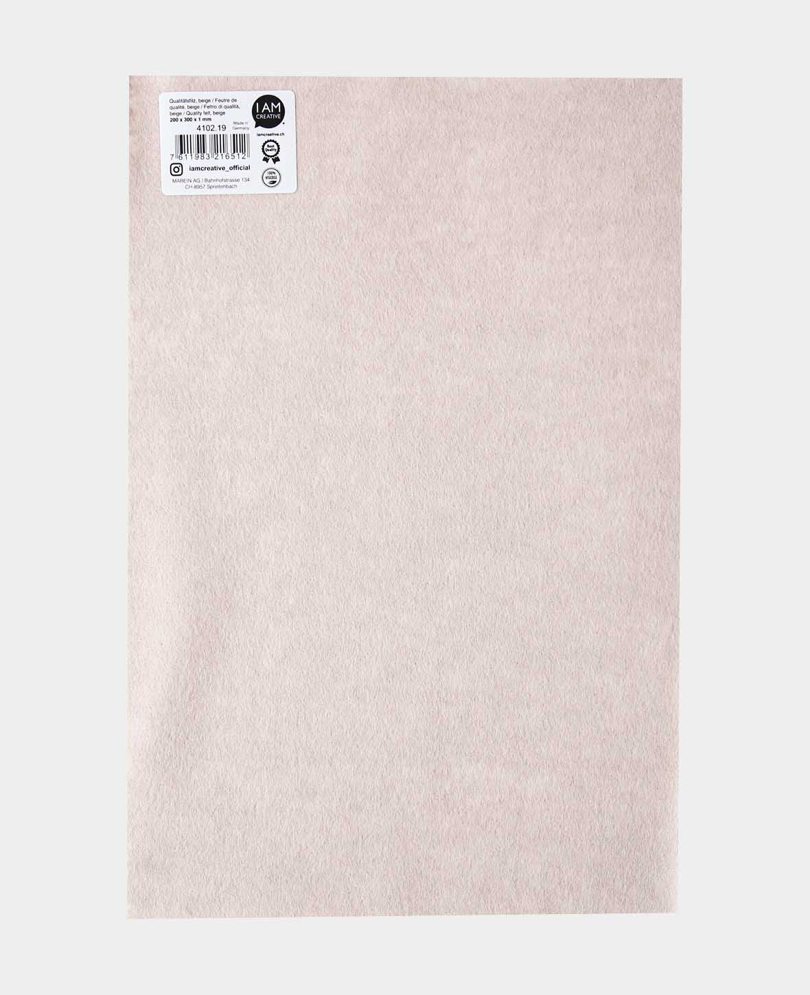 Feutrine, 20 x 30 cm x 1 mm, Beige, 1 pièce