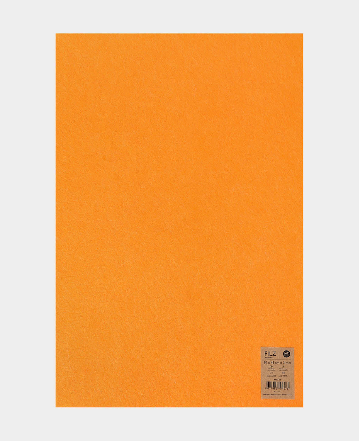 Feutre, orange, 30 x 45 cm x 3 mm, 1 pièce
