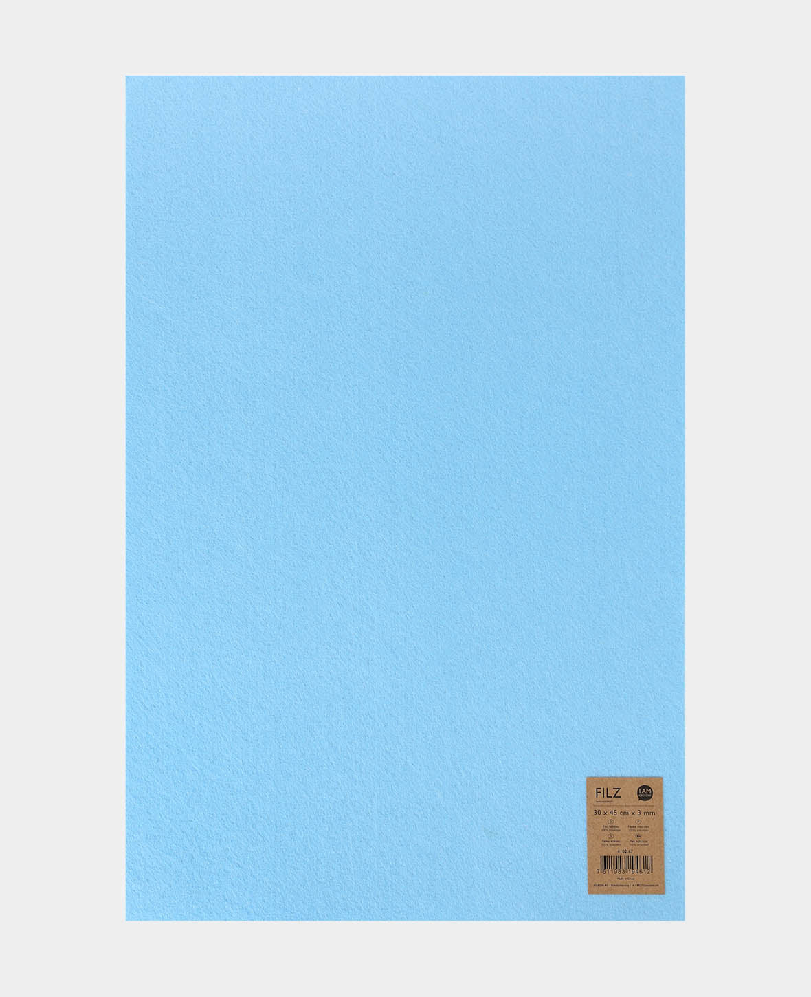 Feutre, bleu clair, 30 x 45 cm x 3 mm, 1 pièce