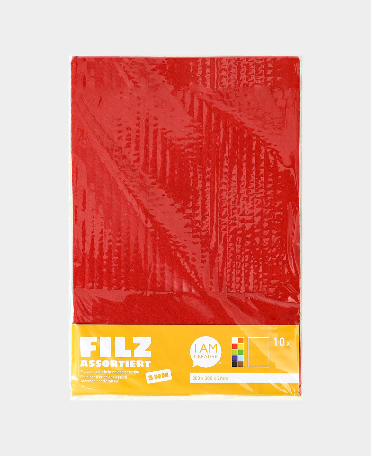 Lot de feutres 20 x 30 cm x 3 mm, 10 couleurs