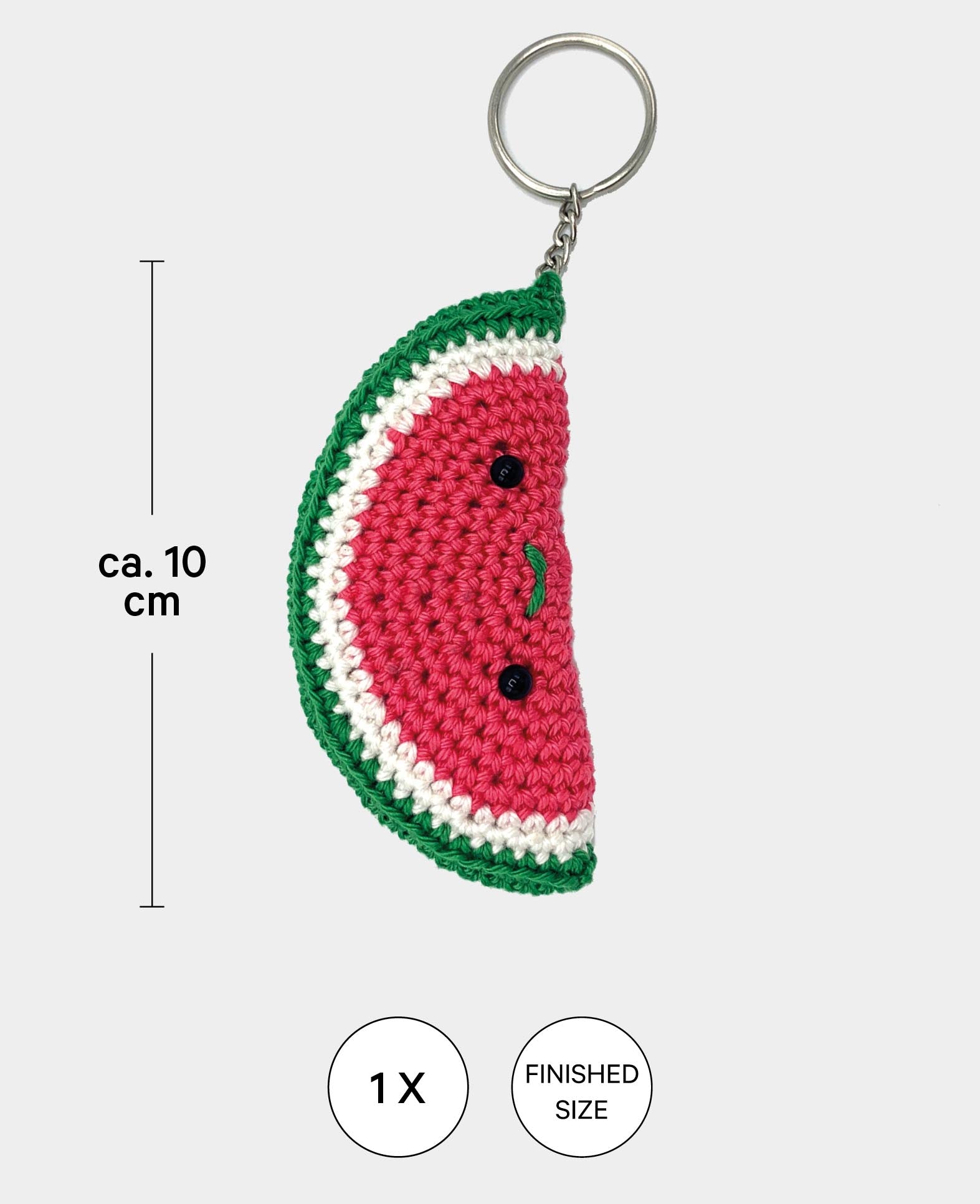 Amigurumi / Kit de crochetage pour porte-clés pastèque, incluant les instructions