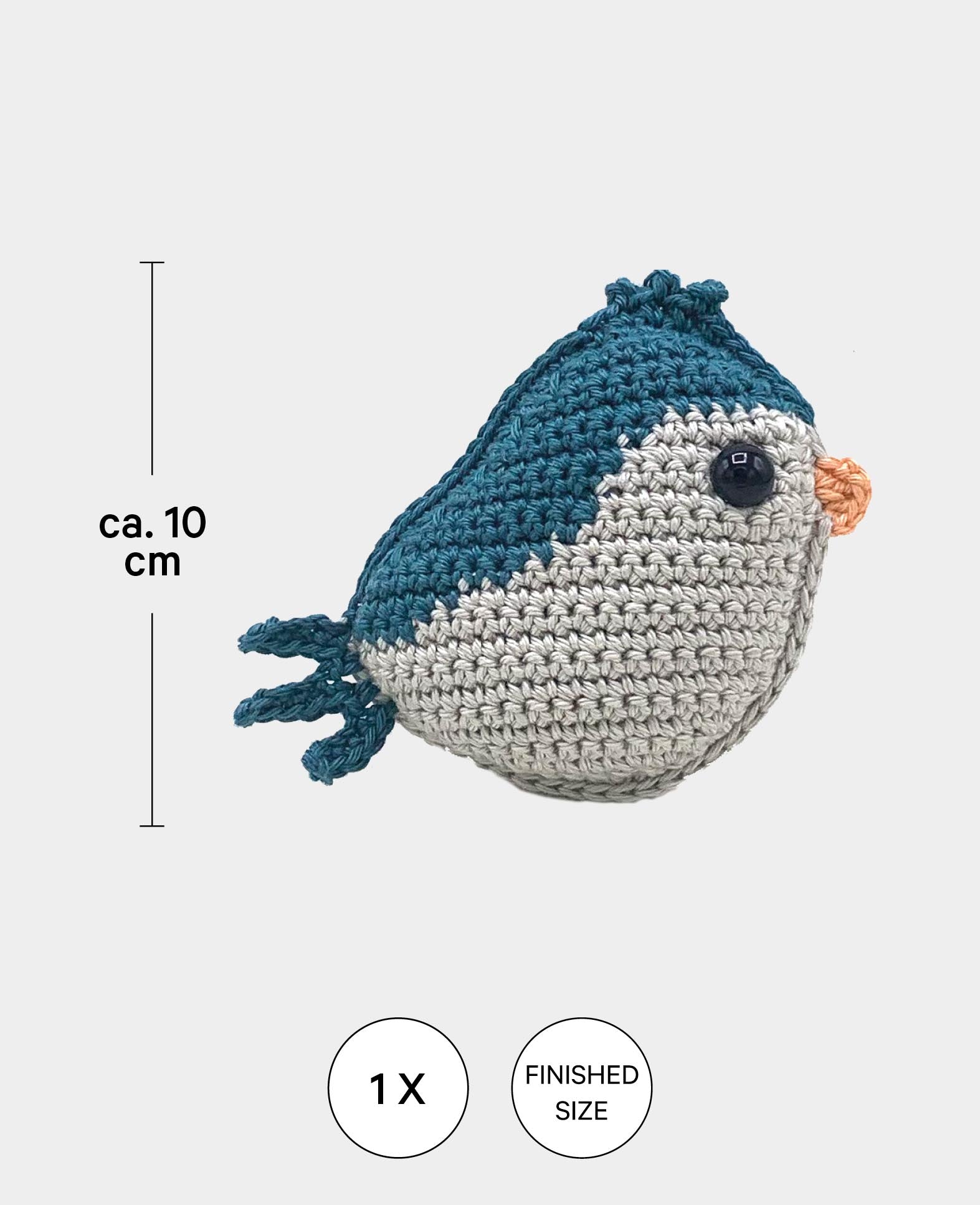 Amigurumi / Häkelset Vogel, blau, inkl. Anleitung