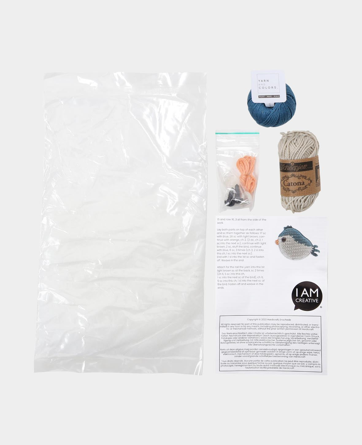 Amigurumi / Crochet kit bird, blue, incl. instructions