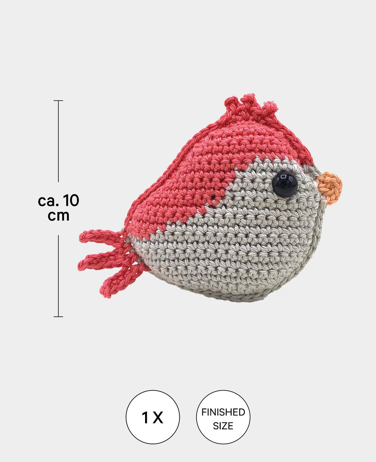 Amigurumi / Crochet Kit Bird Set, Red, incl. Instructions