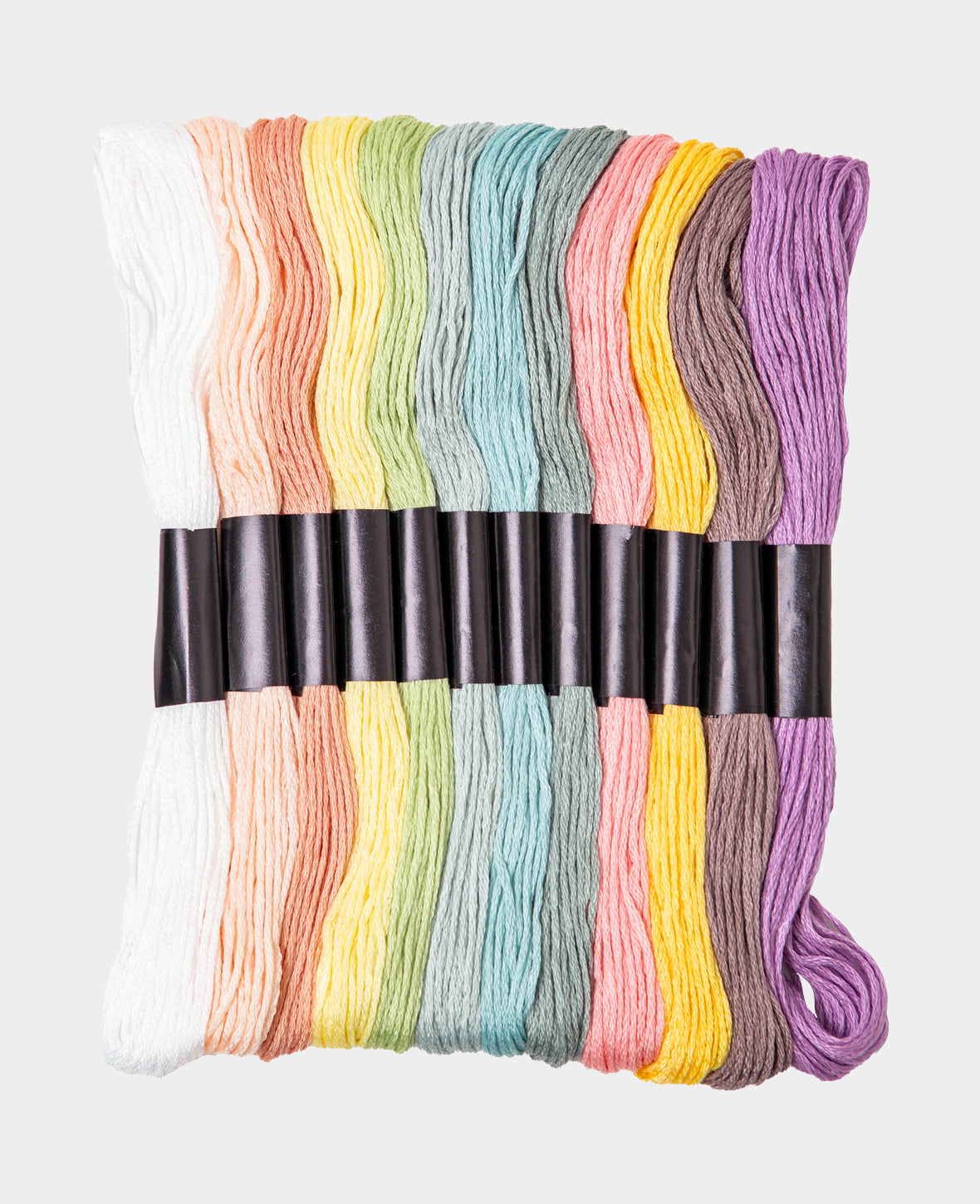 Stickgarn Pastelltöne, ø 1 mm x 8 m, Stickfaden aus Polyester und Baumwolle zum Sticken, Häkeln Knüpfen, Flechten oder Basteln, Bunt, 12 Stück