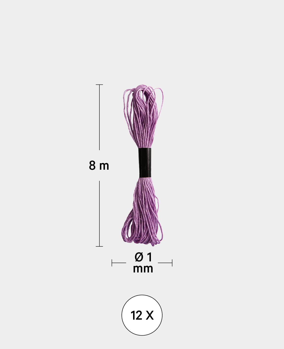 Stickgarn Pastelltöne, ø 1 mm x 8 m, Stickfaden aus Polyester und Baumwolle zum Sticken, Häkeln Knüpfen, Flechten oder Basteln, Bunt, 12 Stück