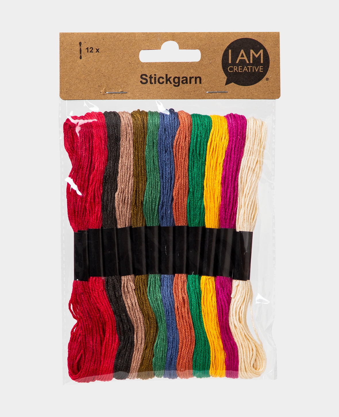 Stickgarn Trendtöne, ø 1 mm x 8 m, Stickfaden aus Polyester und Baumwolle zum Sticken, Häkeln Knüpfen, Flechten oder Basteln, Bunt, 12 Stück