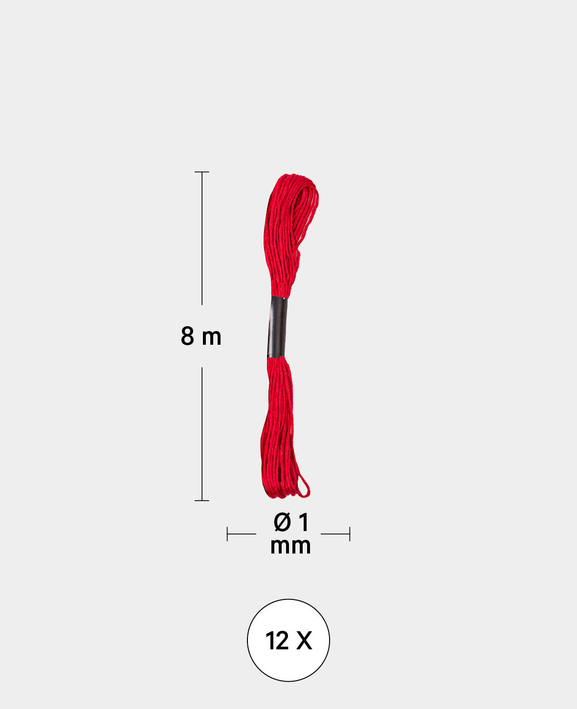 Fil à broder couleurs tendance, ø 1 mm x 8 m, fil à broder en polyester et coton pour broder, crocheter, nouer, tresser ou bricoler, multicolore, 12 pièces