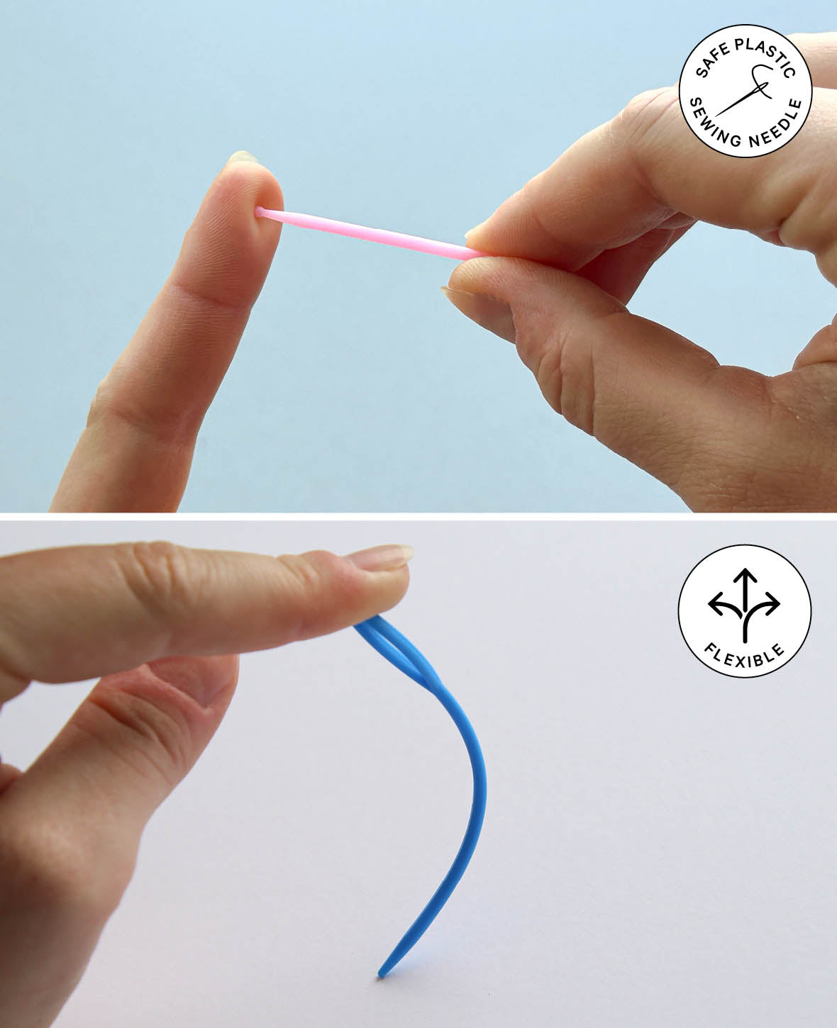 Aiguilles à broder, aiguilles à coudre en plastique pour débutants, colorées, 20 pièces de 7 cm et 10 pièces de 9 cm