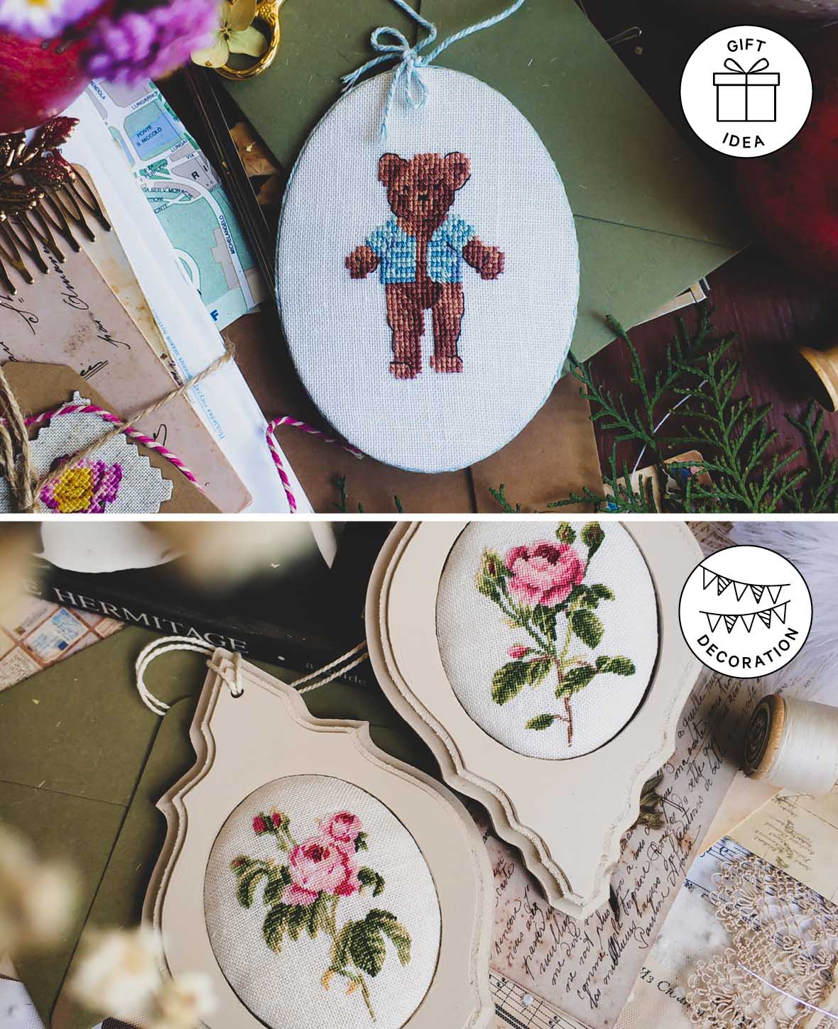 Stoff zum Sticken, 25 x 25 cm, 11ct, Zählstoff aus Polyester zum Besticken mit bunten Garnen, Weiss