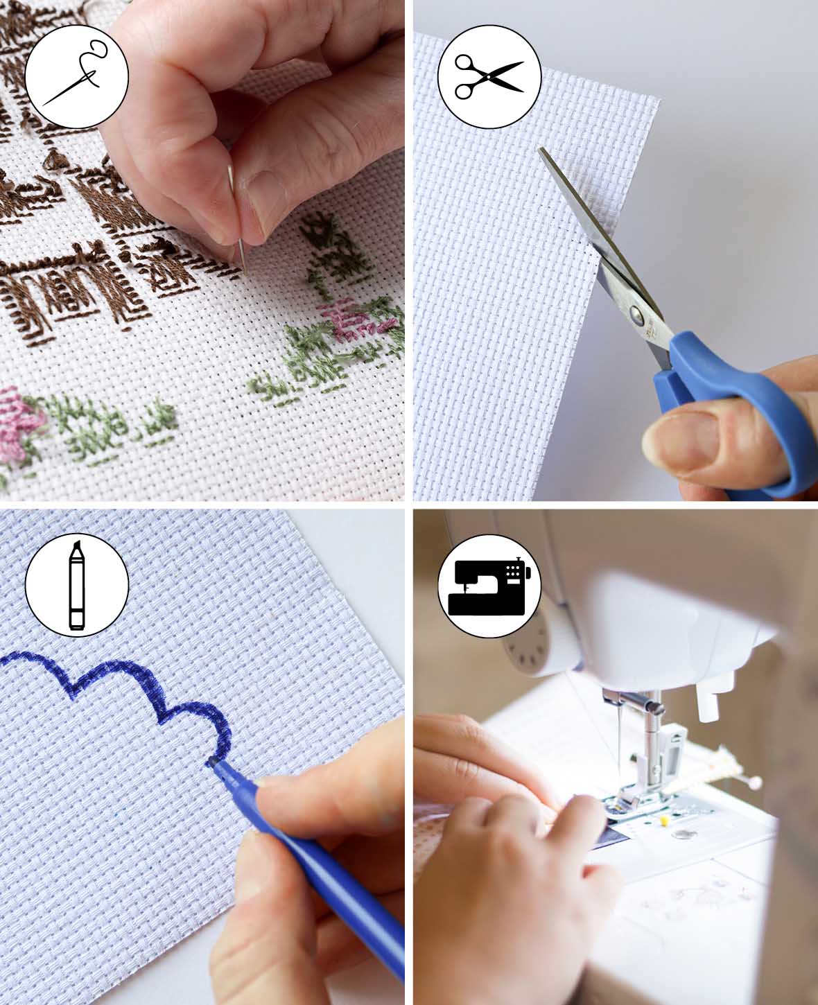 Toile à broder, 35 x 35 cm, 11ct, tissu à broder en polyester pour broderie avec fils colorés, blanc