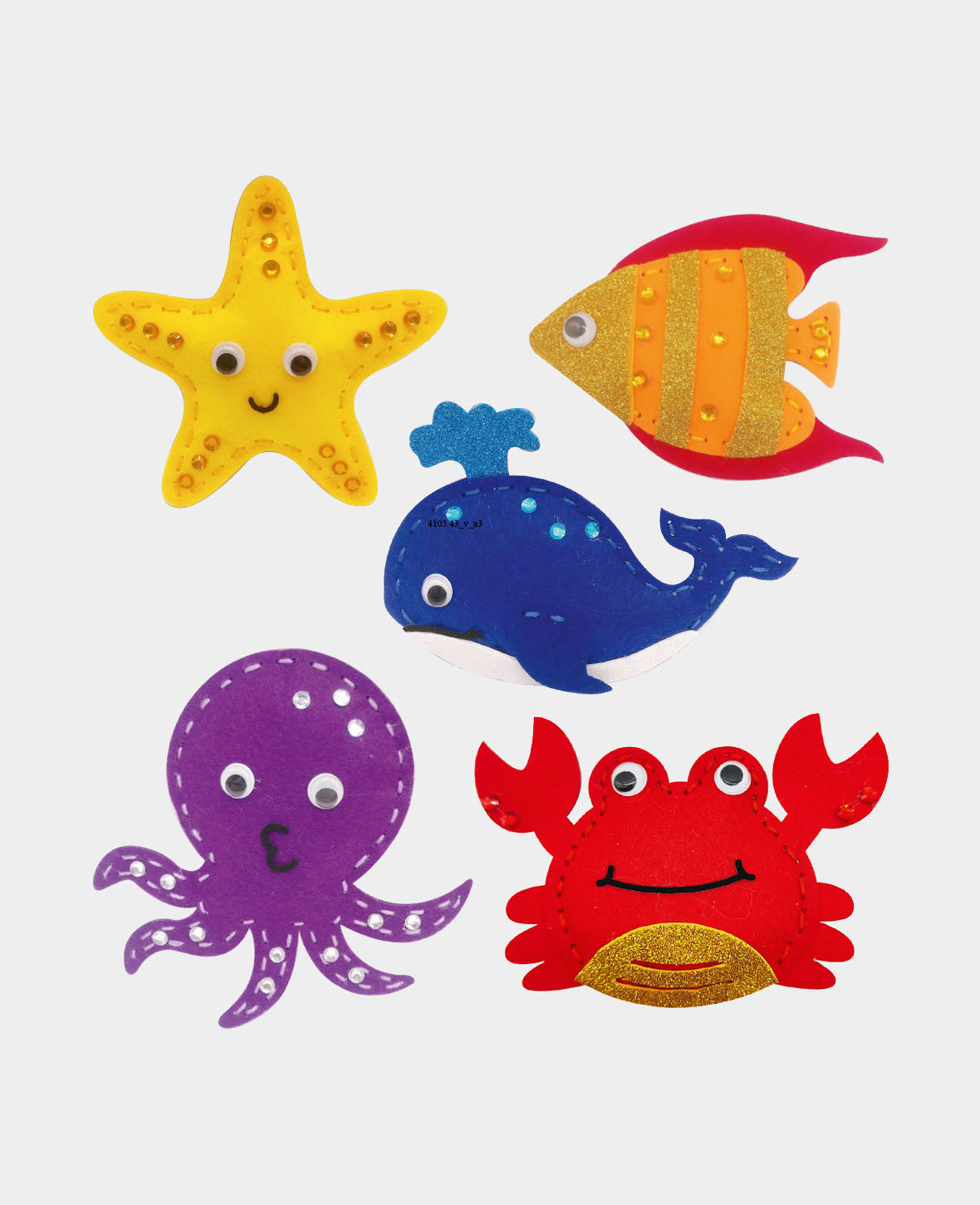Felt Sewing Kit Sea Creatures, Complete Set incl. Accessories & Instructions, Children aged 6+, Multicolored, 84-piece.