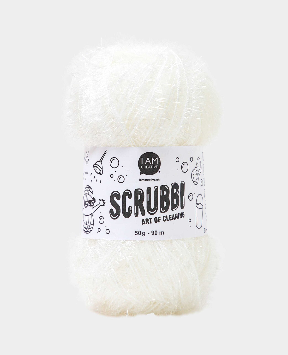 Scrubbi, Garn zum Häkeln & Stricken von Spülschwämmen, weiss, 50 g, 90 m