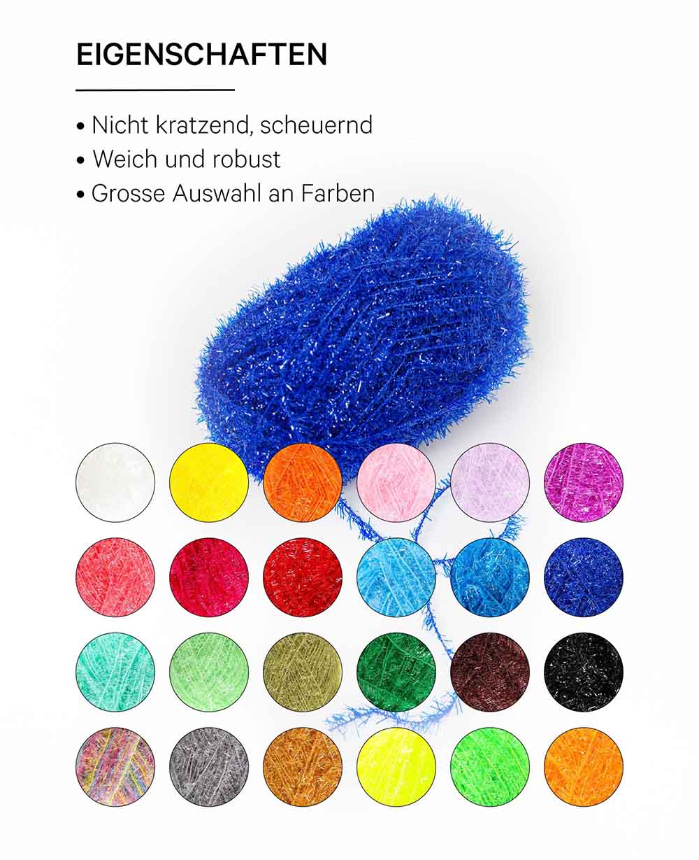 Scrubbi, fil à crocheter et à tricoter des éponges, bleu foncé, 50 g, 90 m