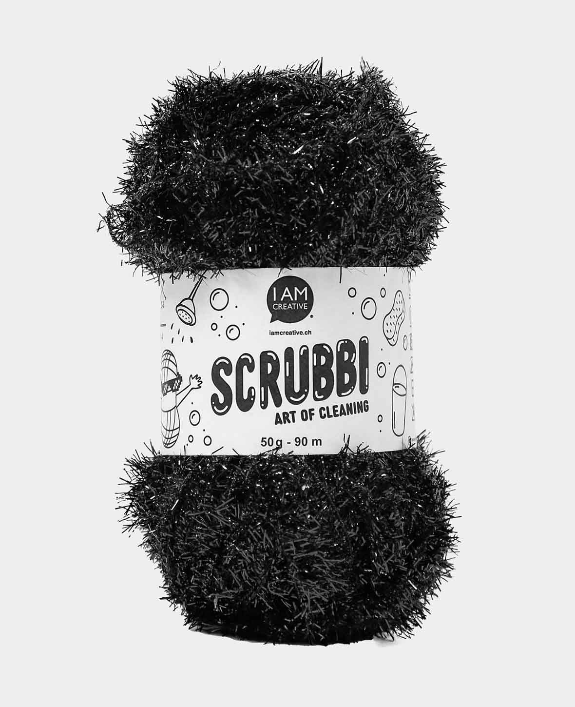 Scrubbi, Garn zum Häkeln & Stricken von Spülschwämmen, schwarz, 50 g, 90 m