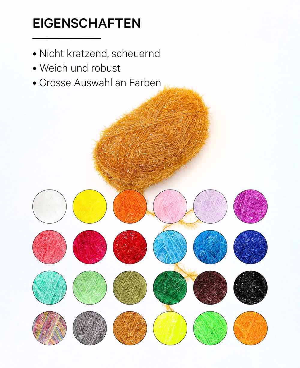 Scrubbi, fil à crocheter et tricoter pour éponges à récurer, or, 50 g, 90 m