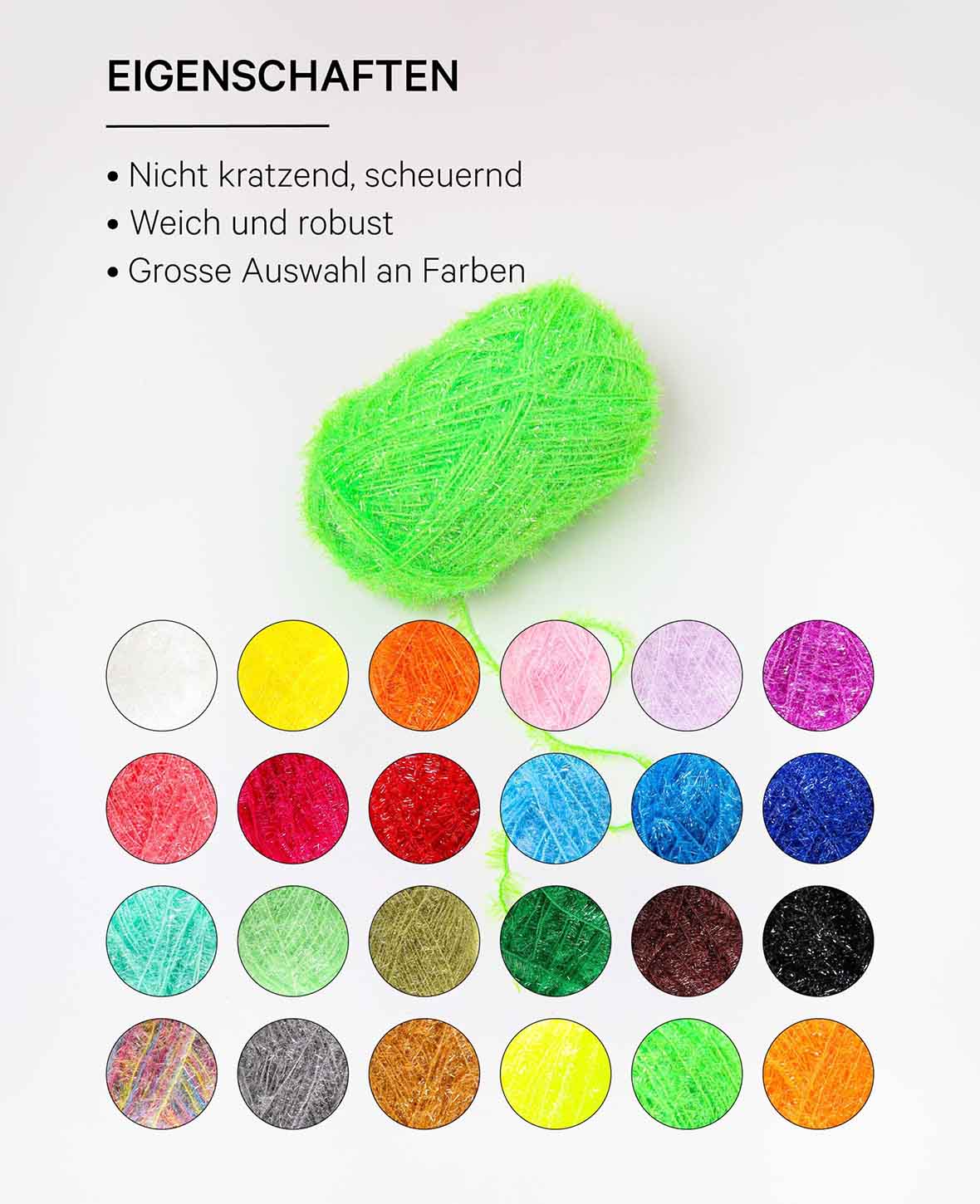 Scrubbi, fil à crocheter et à tricoter pour éponges, vert fluo, 50 g, 90 m