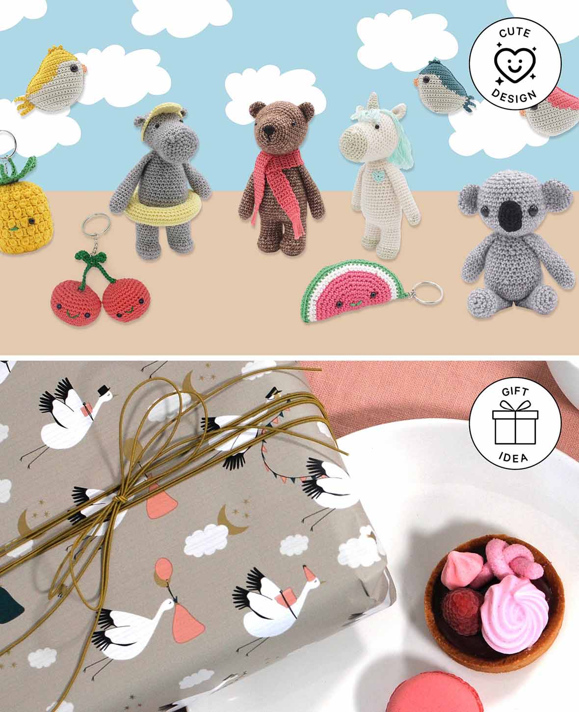 Amigurumi / Kit de crochetage pour porte-clés pastèque, incluant les instructions