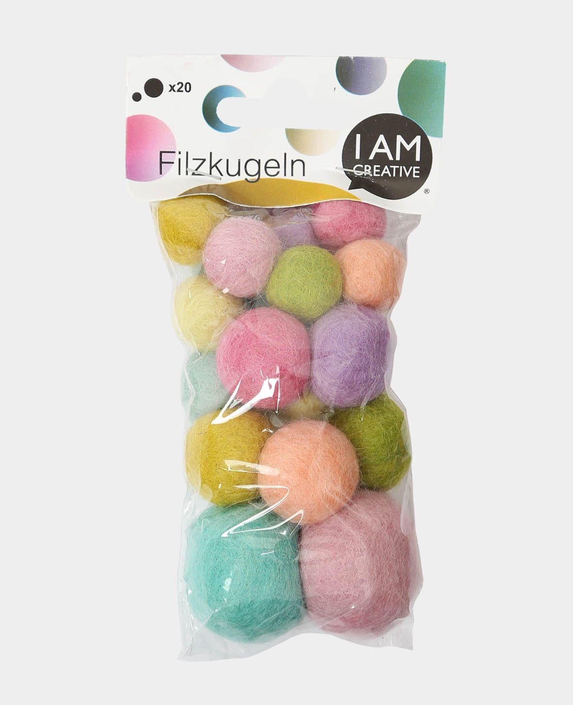 Felt Balls Pastel, ø 15-30 mm, 20 pcs.