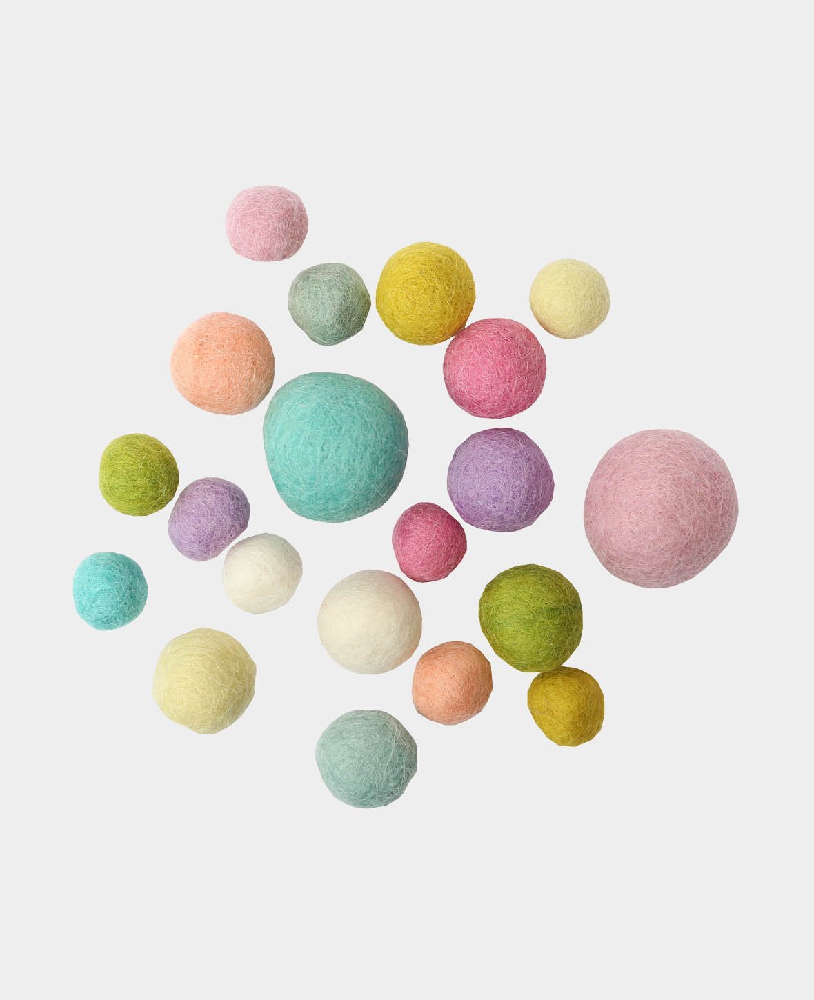 Felt Balls Pastel, ø 15-30 mm, 20 pcs.