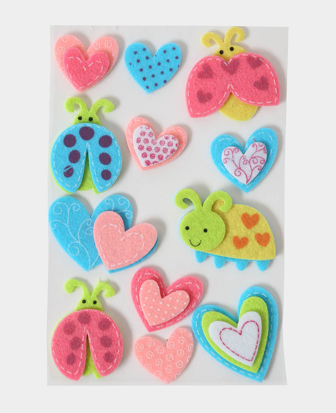 Felt stickers ladybug, ø 3 - 5 cm, 12 pcs.