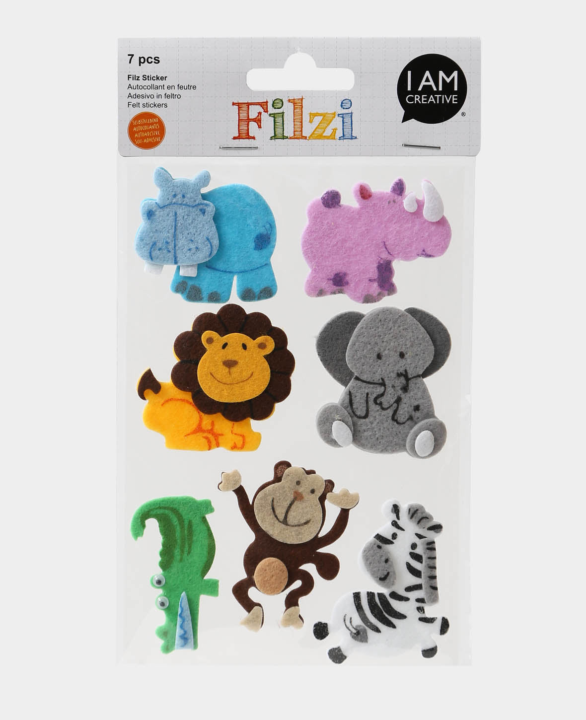 Felt Stickers Jungle, ø 2 - 5.5 cm, 7 pcs.