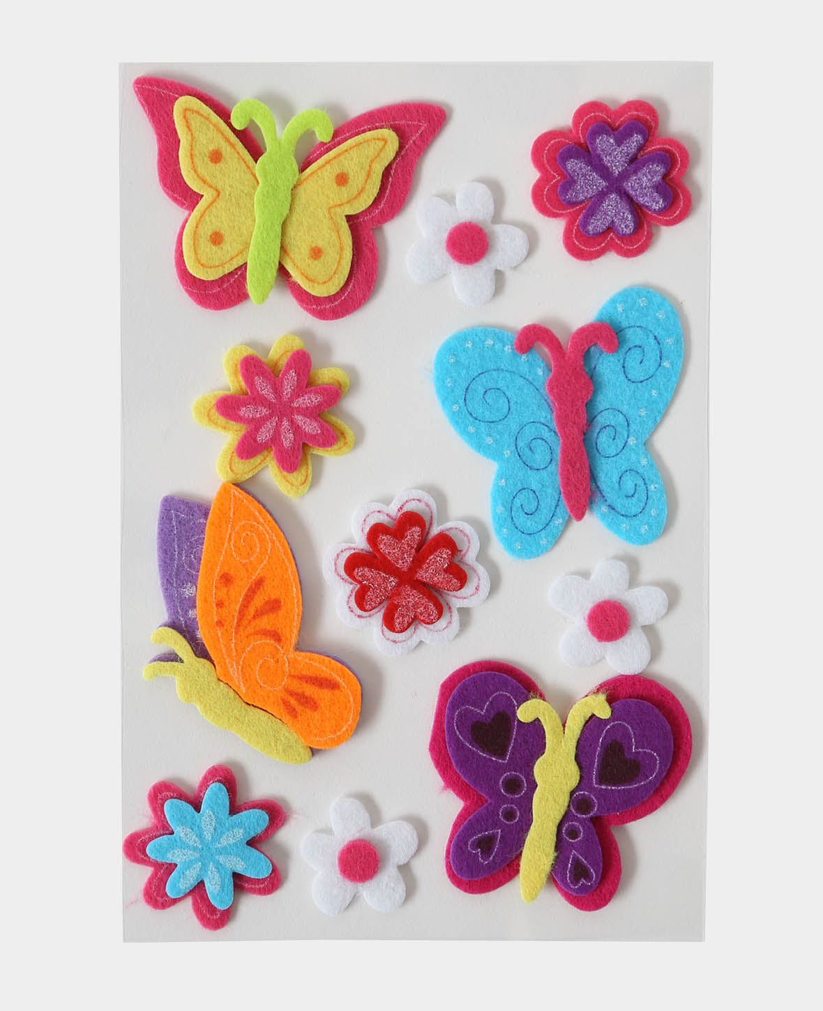Felt Stickers Butterfly, ø 2 - 5.5 cm, 11 pcs.