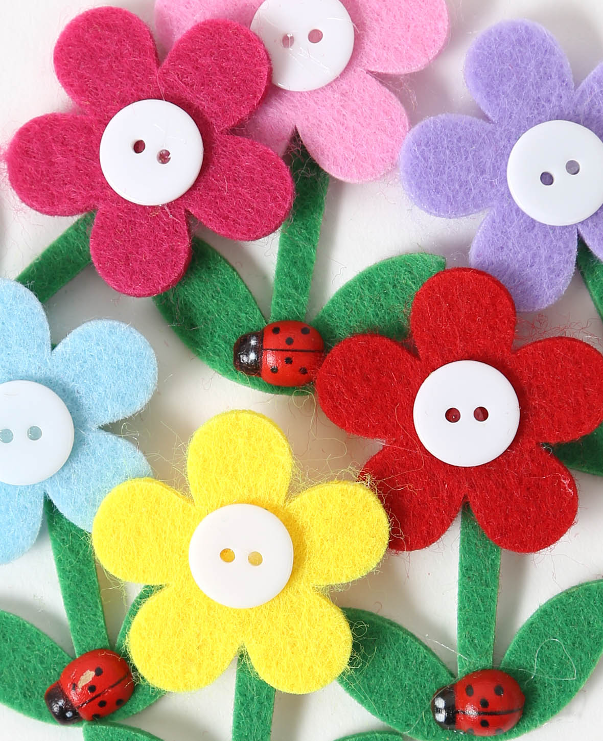 Felt Stickers Flower, ø 4.5 - 6.5 cm, 6 pcs.