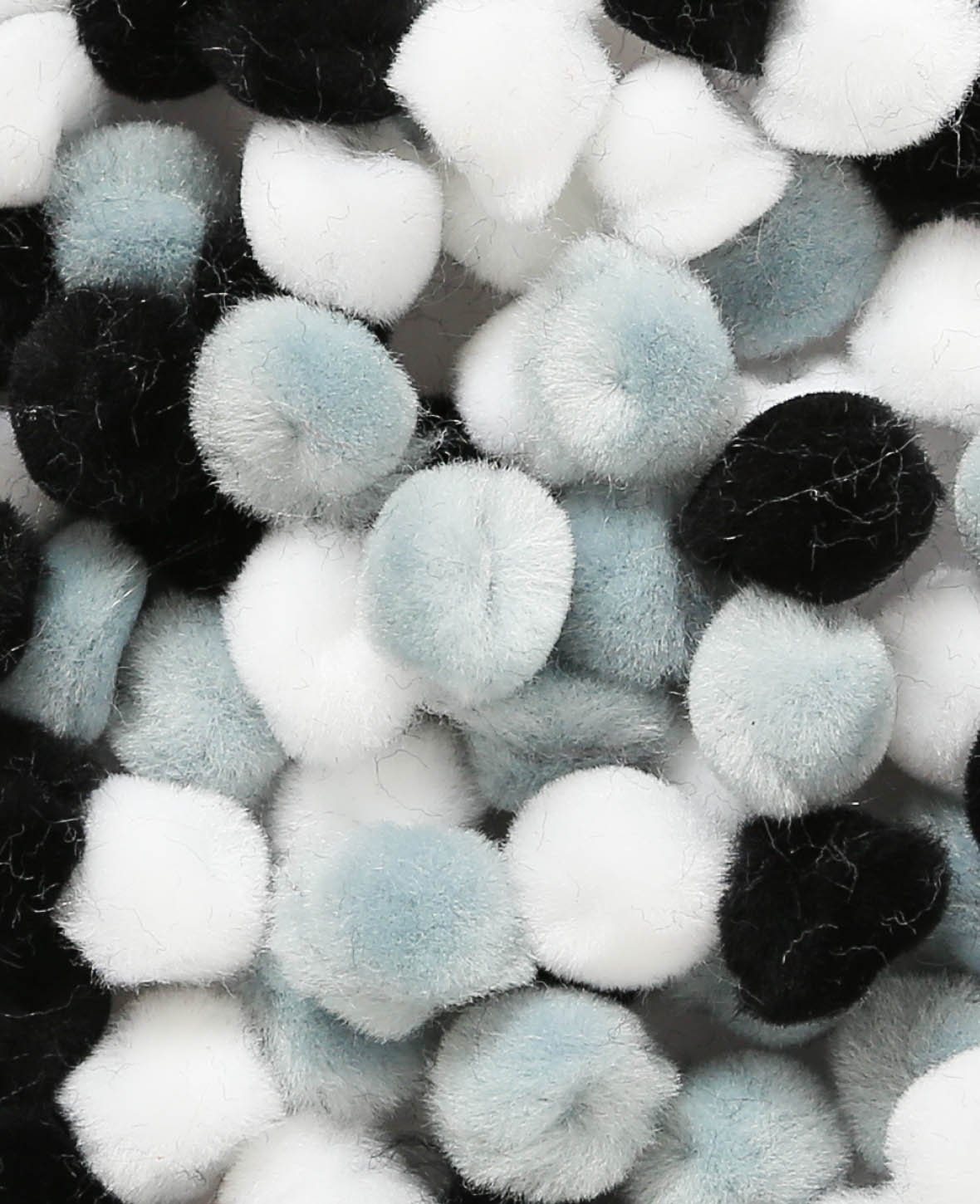 Pompons, Schwarz, Weiss & Grau, ø 15 mm, 60 Stk.