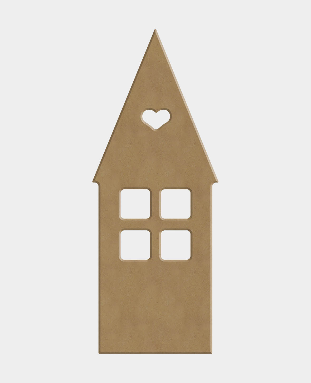 Maison décorative en MDF, 7 x 0,5 x 18 cm, marron, 1 pc.