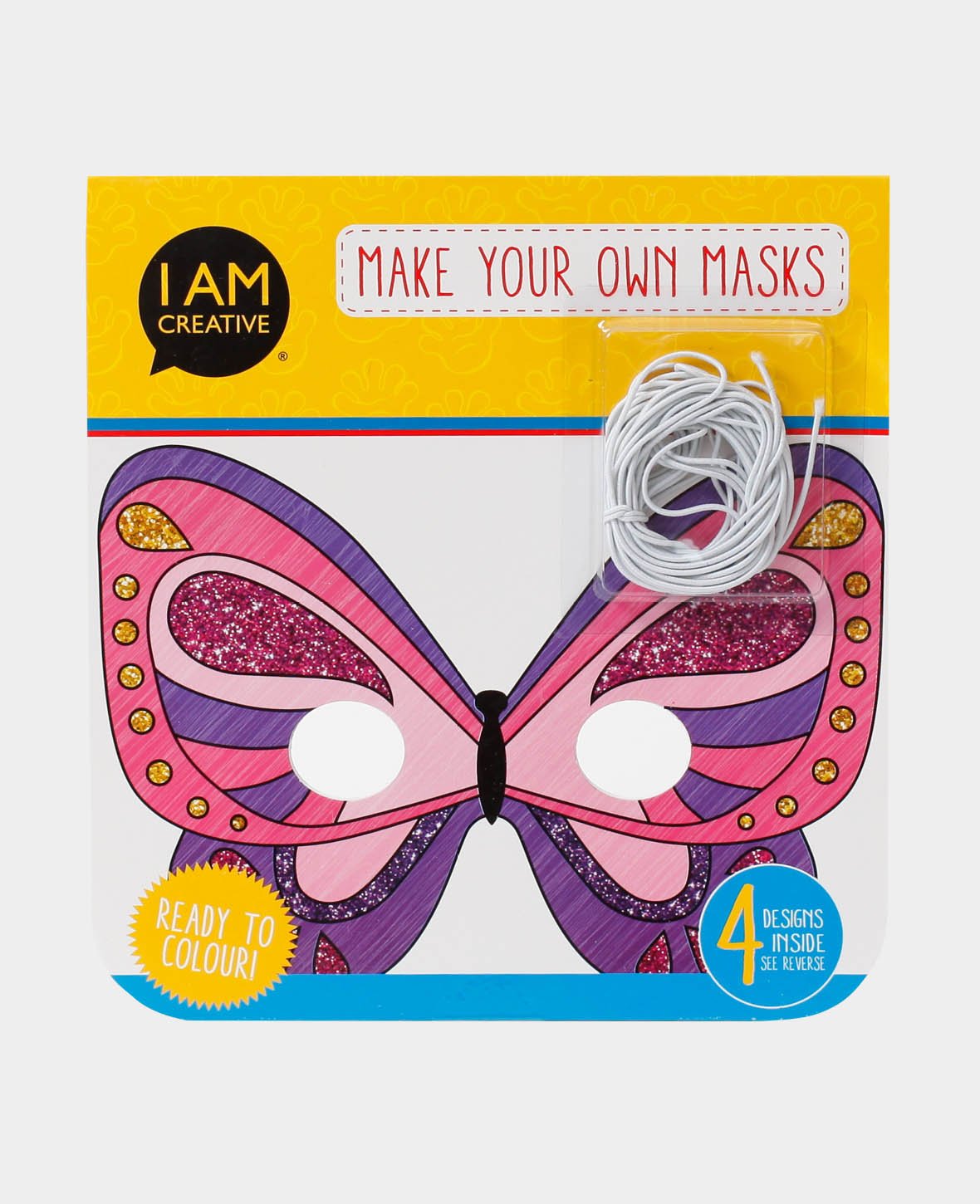 Maskenset Prinzessin, Kindermasken aus Pappe mit Gummiband, Weiss, ca. 18 x 19 cm, 12 Stk.