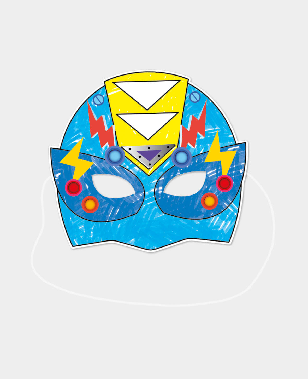 Maskenset Superhelden mit Sticker, Weiss, ca. 17 x 21 cm, 8 Stk.
