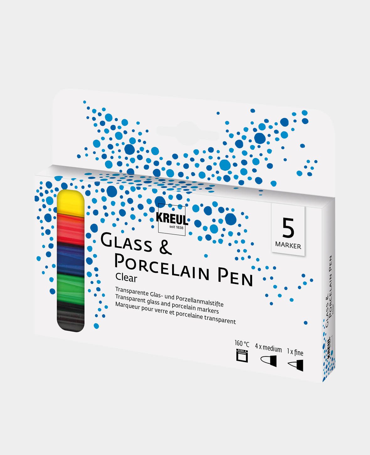 KREUL Glass & Porcelain Pen Clear, Set of 5