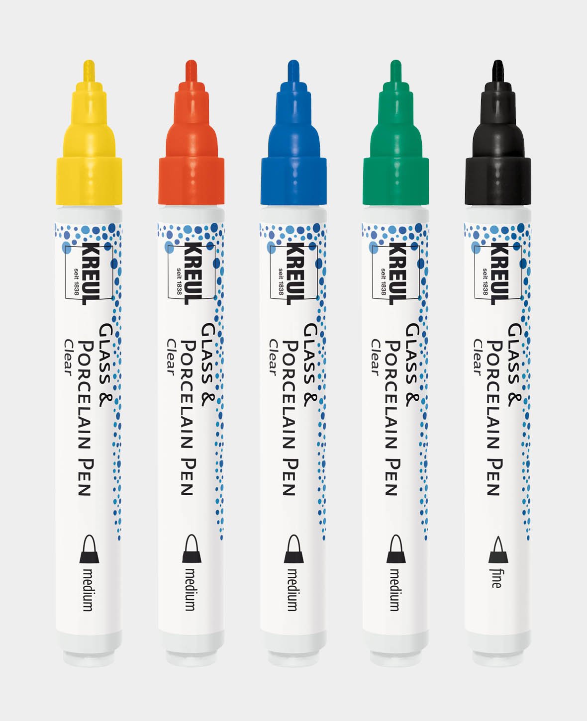 KREUL Glass & Porcelain Pen Clear, Set of 5