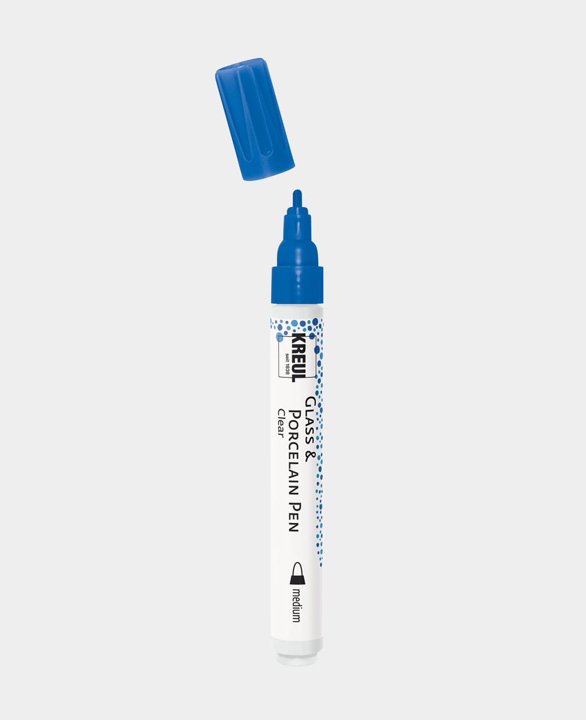 KREUL Glass & Porcelain Pen, Transparent / Blue, Line Width 2 - 4 mm