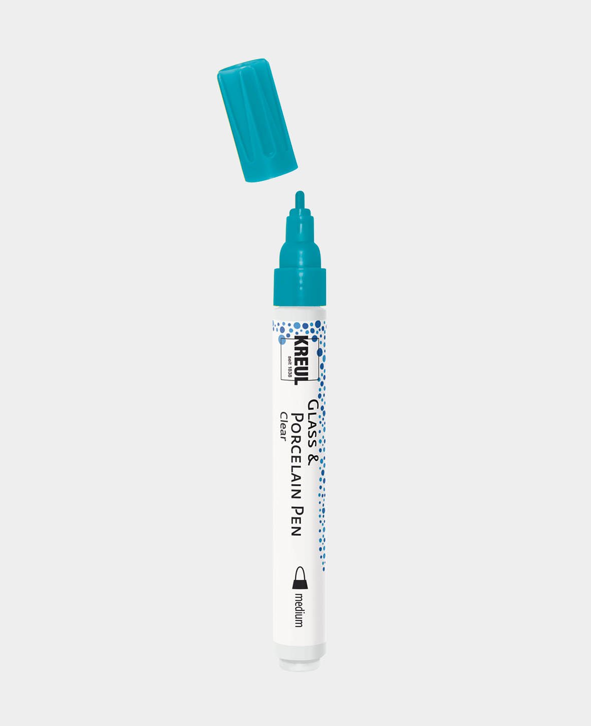 KREUL Glass & Porcelain Pen, Transparent / Turquoise, Line Width 2 - 4 mm