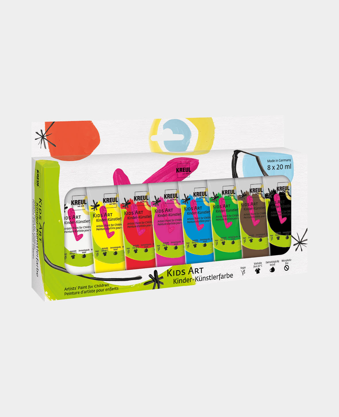 KREUL Kids Art Kinder-Künstlerfarbe, 20 ml, 8er Set