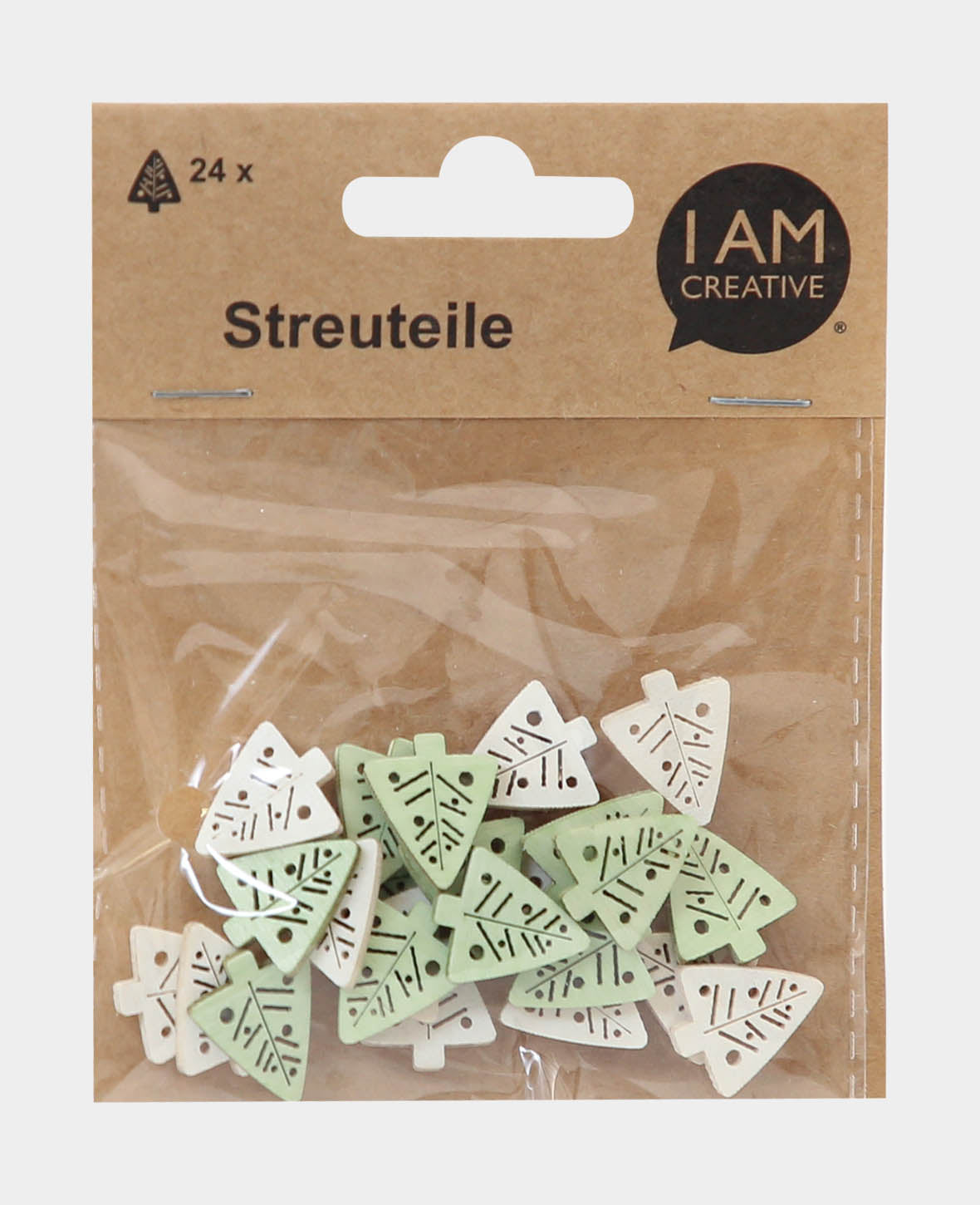 Streuteile Baum, Weiss & Hellgrün, ca. 2 cm, 24 Stk.