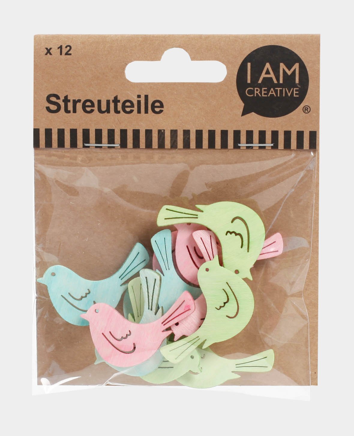 Streuteile Vogel pastell, 12 Stk.