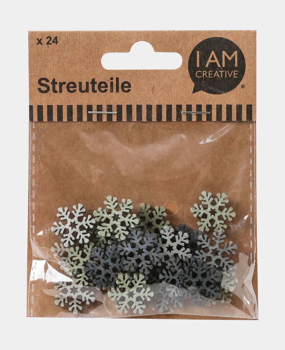 Streuteile Flocke braun / grau / rot, 24 Stk.
