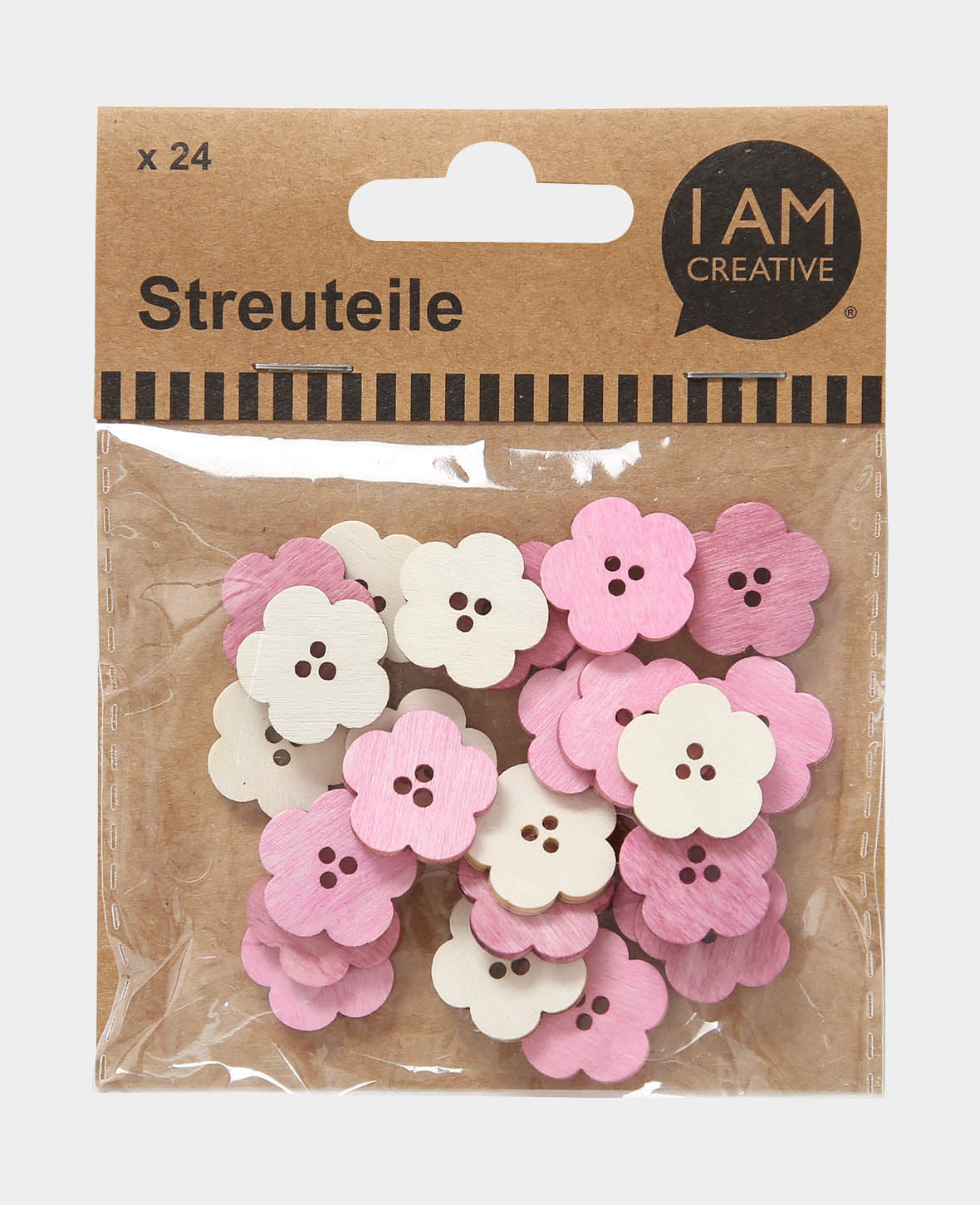 Streuteile Blume III pink / rosa / weiss, 24 Stk.