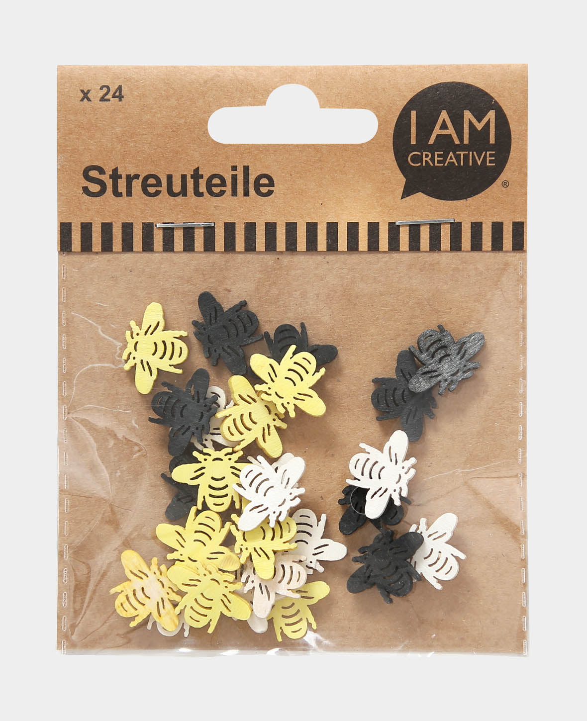 Streuteile Bienen gelb / schwarz / weiss, 24 Stk.