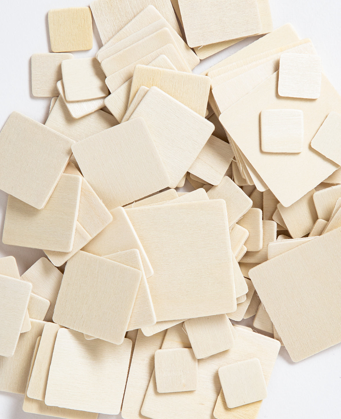 Wooden discs square, brown, approx. ø 15/27/40 x 1.5 mm, 120 pcs.