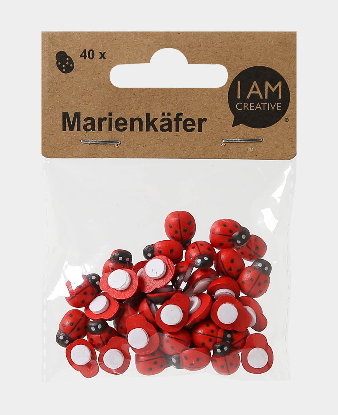 Self-adhesive ladybugs 1 x 1.3 cm red, 40 pcs.