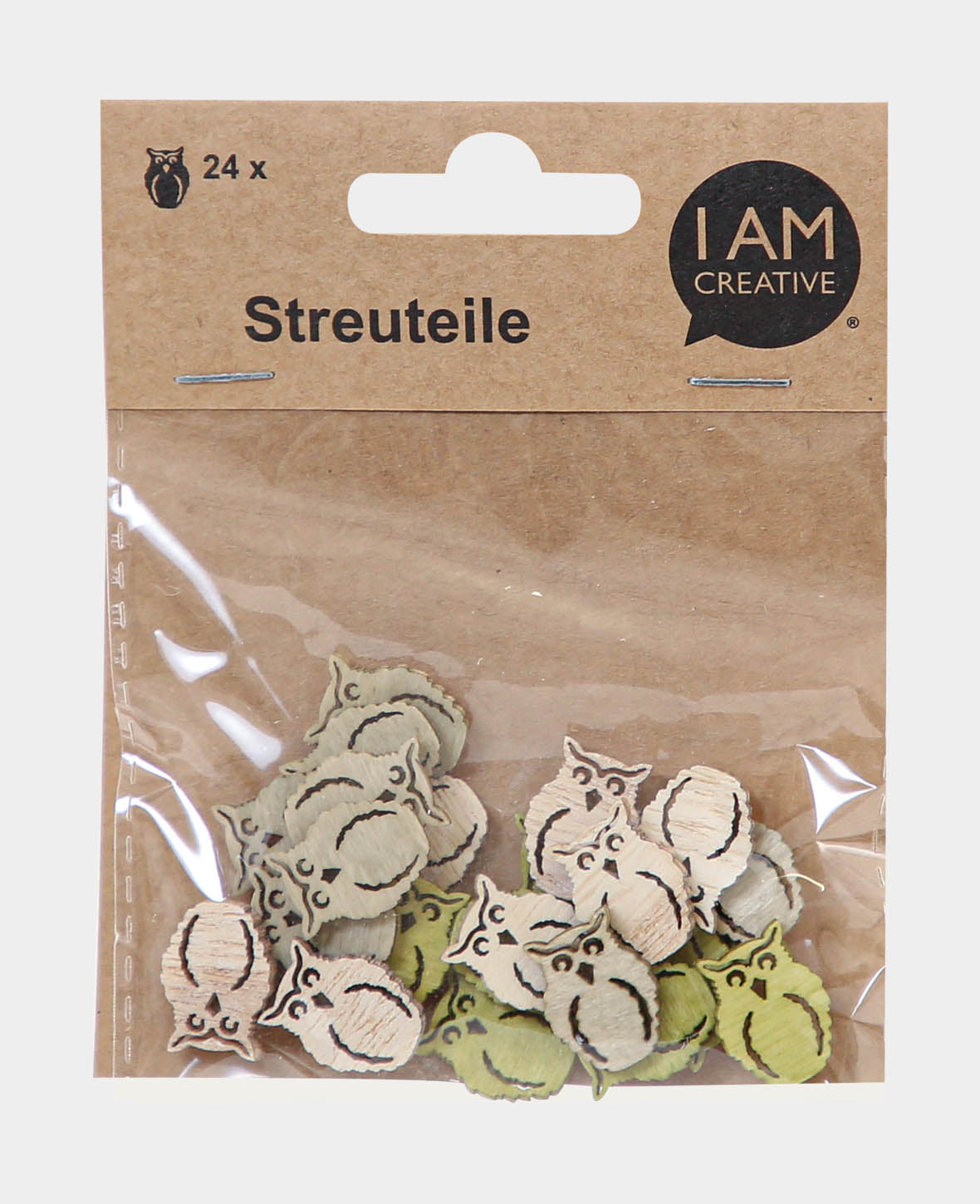 Streuteile Eule, Weiss & Lindgrün, 2 cm, 24 Stk.