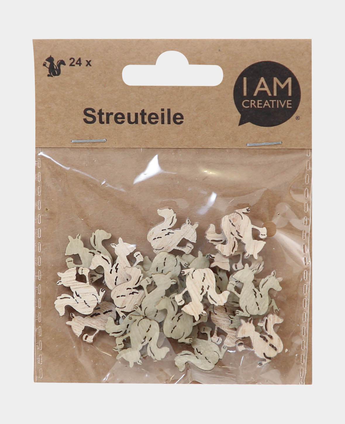 Confettis Écureuil, blanc et vert clair, 2 cm, 24 pièces