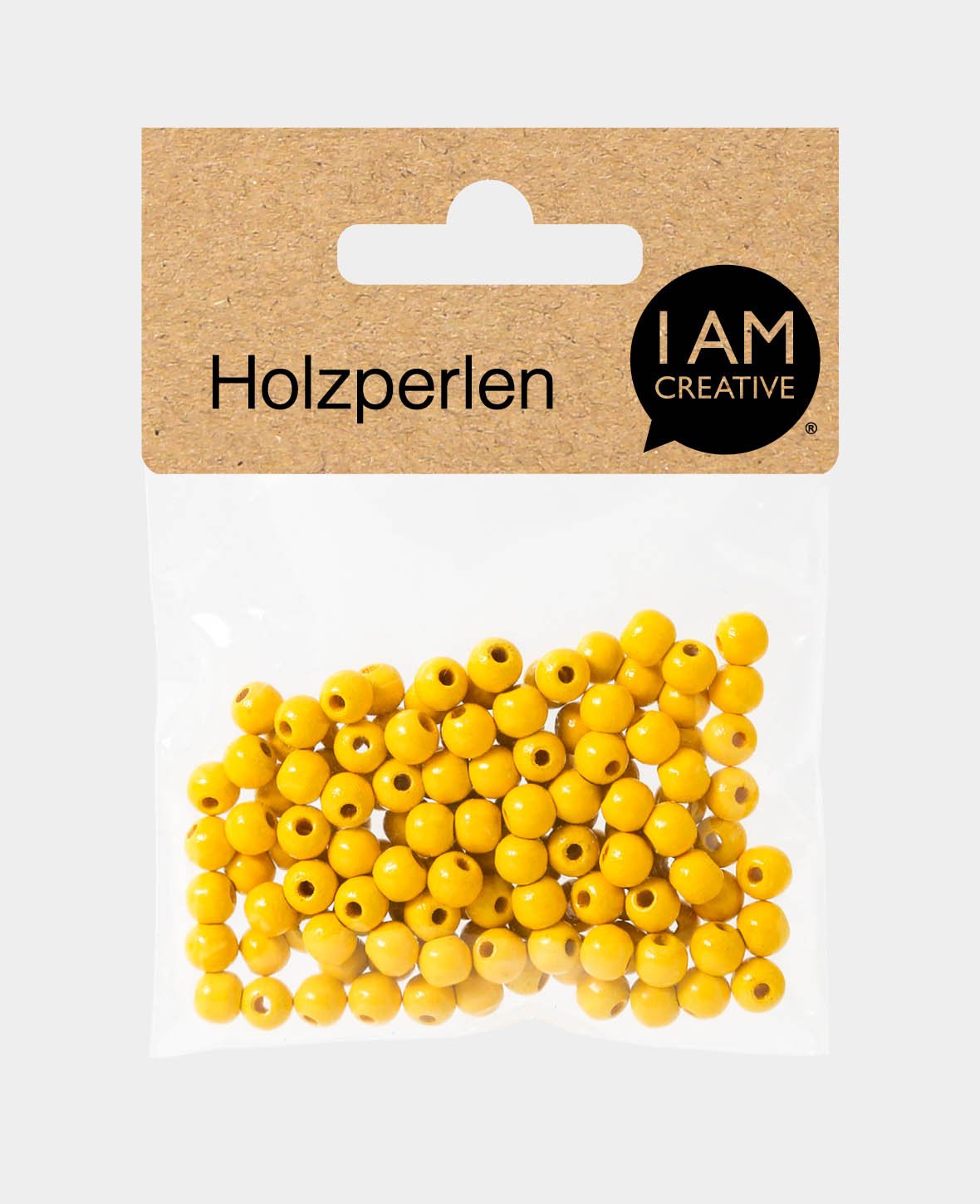 Wooden beads, ø 6 mm, yellow, 125 pcs.