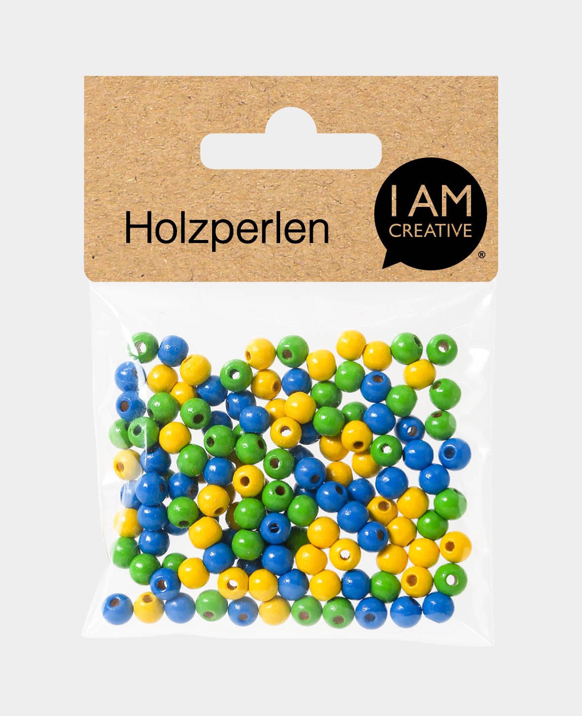 Wooden Bead Mix ø 6 mm yellow / green / blue, 125 pcs.