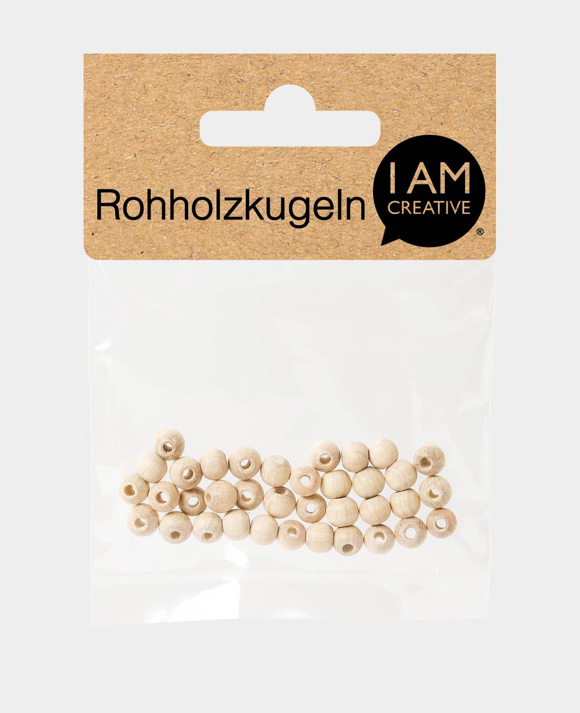 Rohholzkugeln Ø 6 mm, mit Ø 2 mm Bohrung, Natur, 35 Stk.